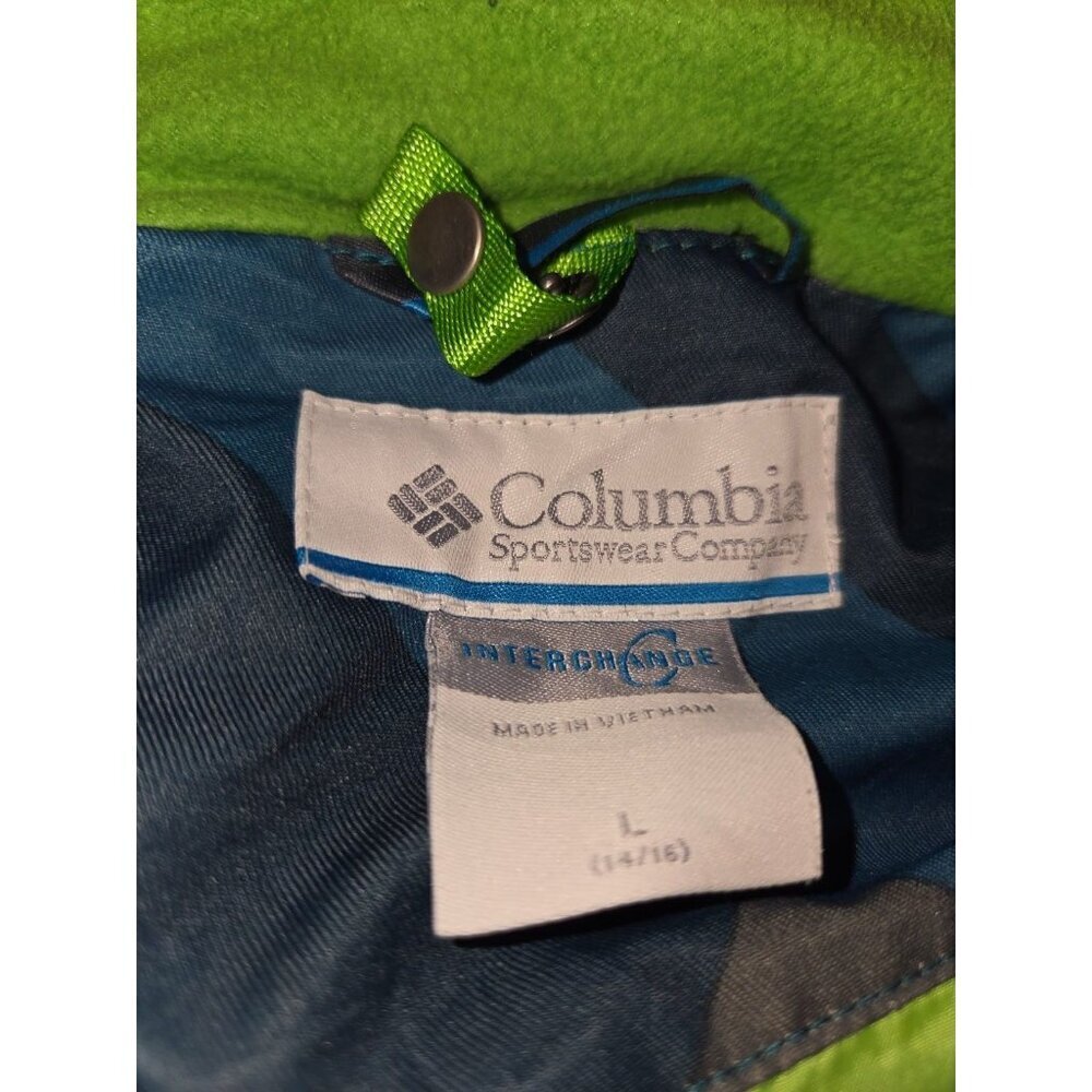 Columbia Youth Jacket Large (14/16) Blue Geometric Omni-Tech Interchange Shell - Picture 3 of 5